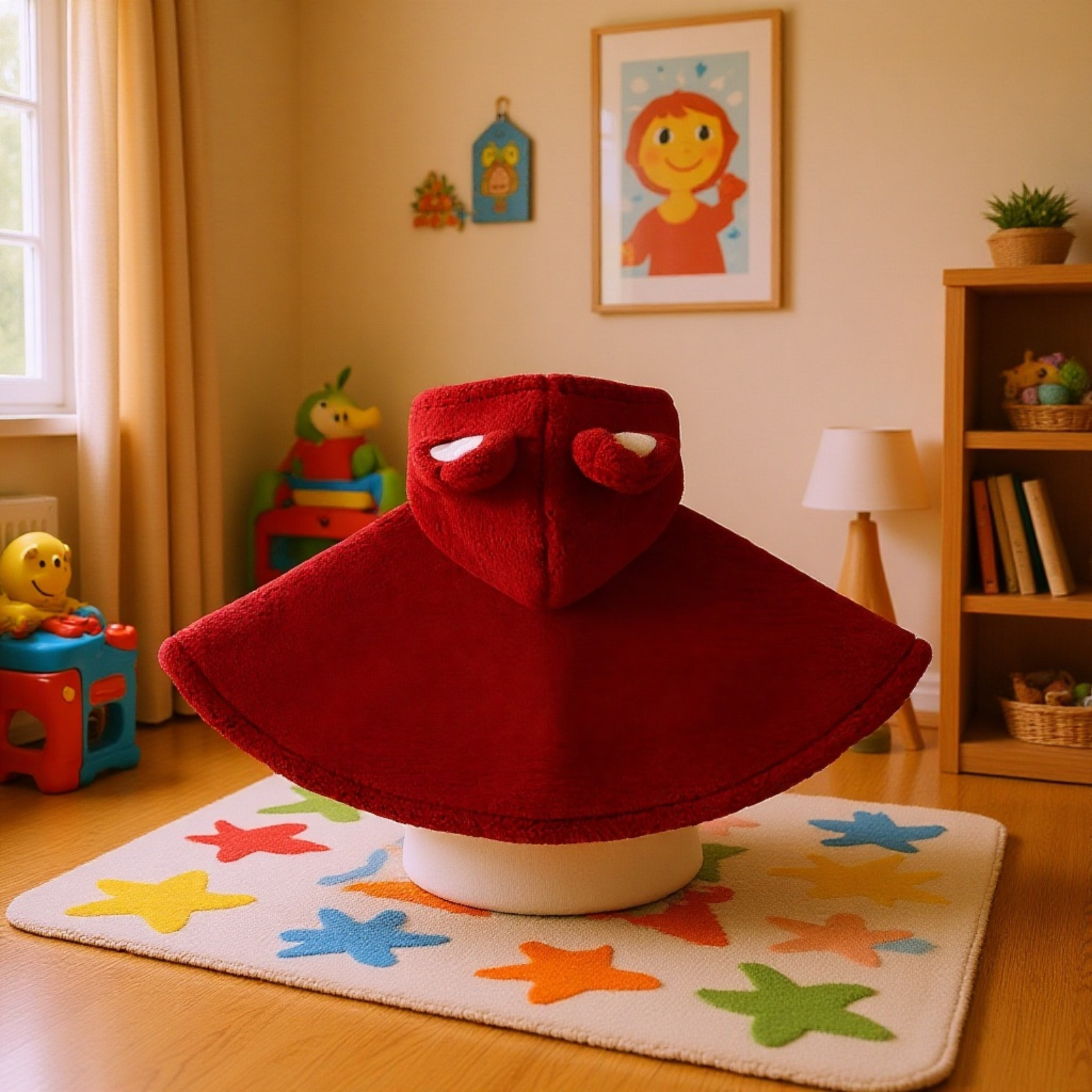 Detalle del forro cálido en el abrigo poncho para bebé niña