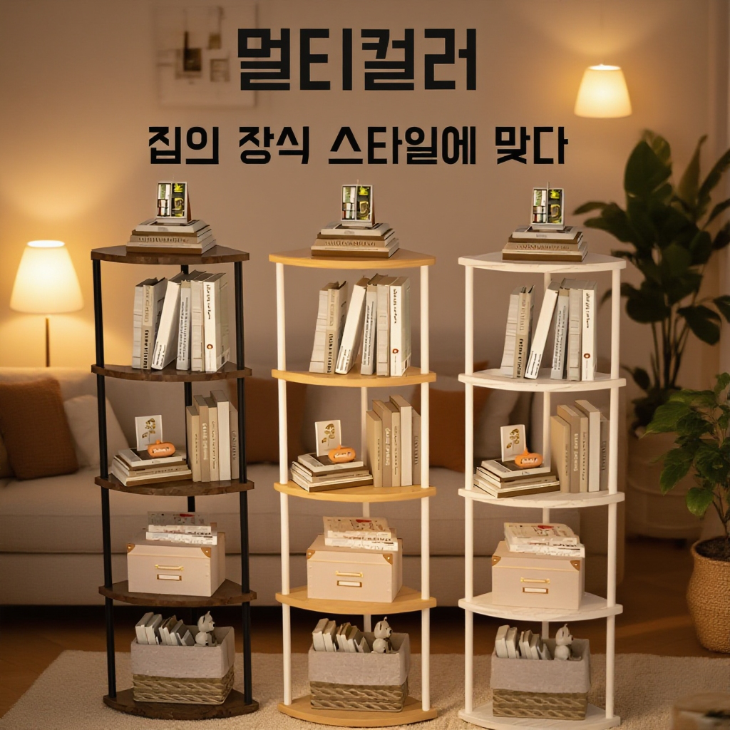 삼각 형태로 공간을 절약하는 수납 선반