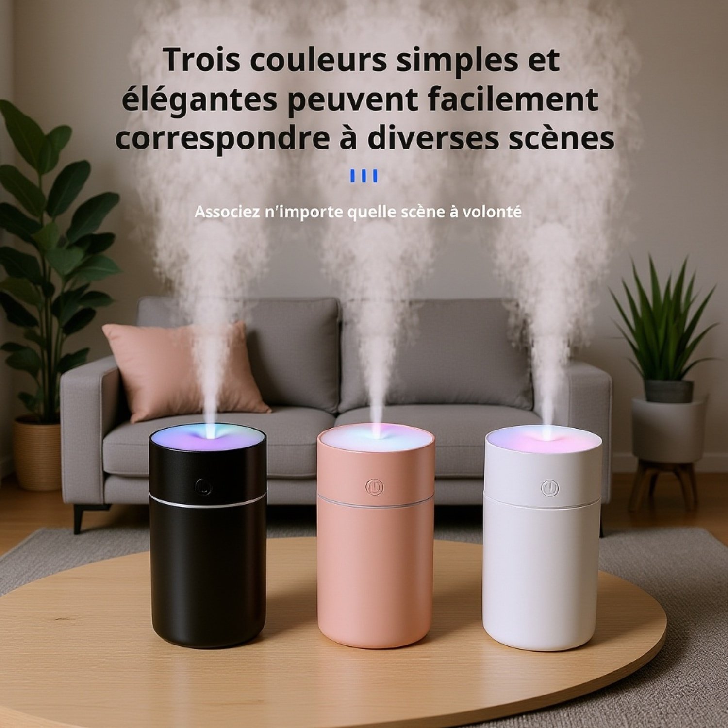 Humidificateur d'air mini sans fil USB, coloré et nébuliseur