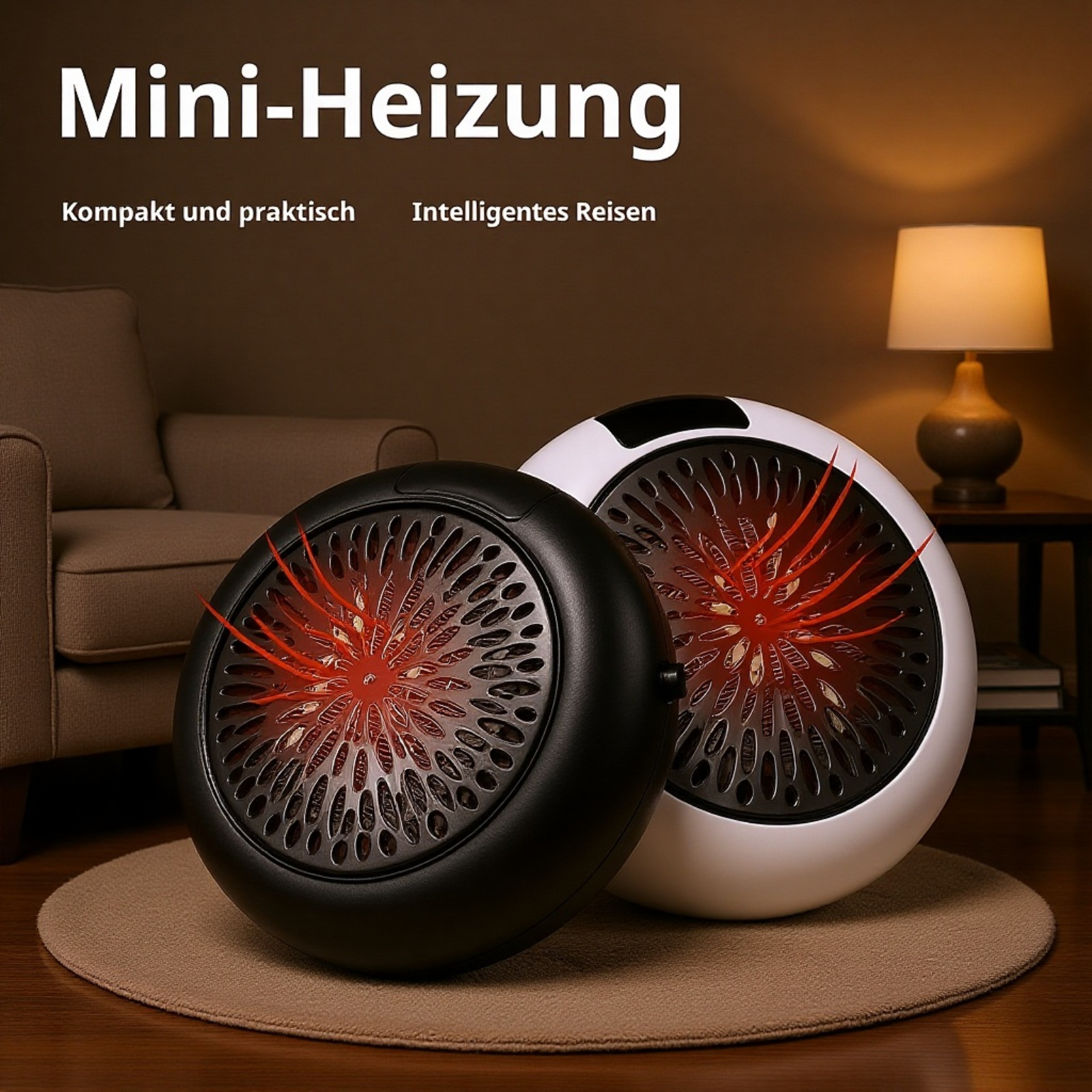 Mini-Heizung Home-Office-Schreibtisch kleine wandmontierte runde tragbare Elektroheizung mit doppelt