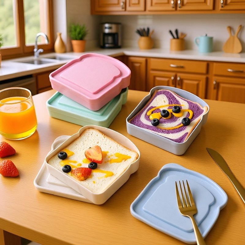 Toast Shape Sandwich Lunch Box for School & Picnic, Fruit Salad Bread Storage Container