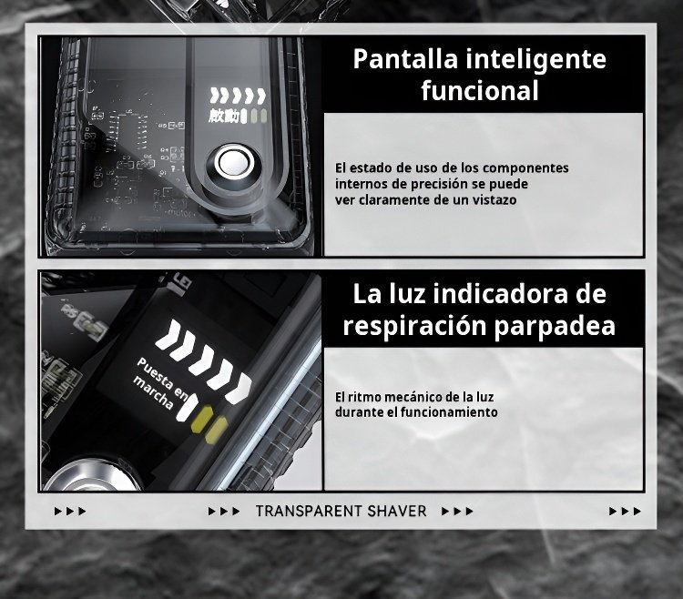 Hombre usando la mini afeitadora portátil para afeitarse