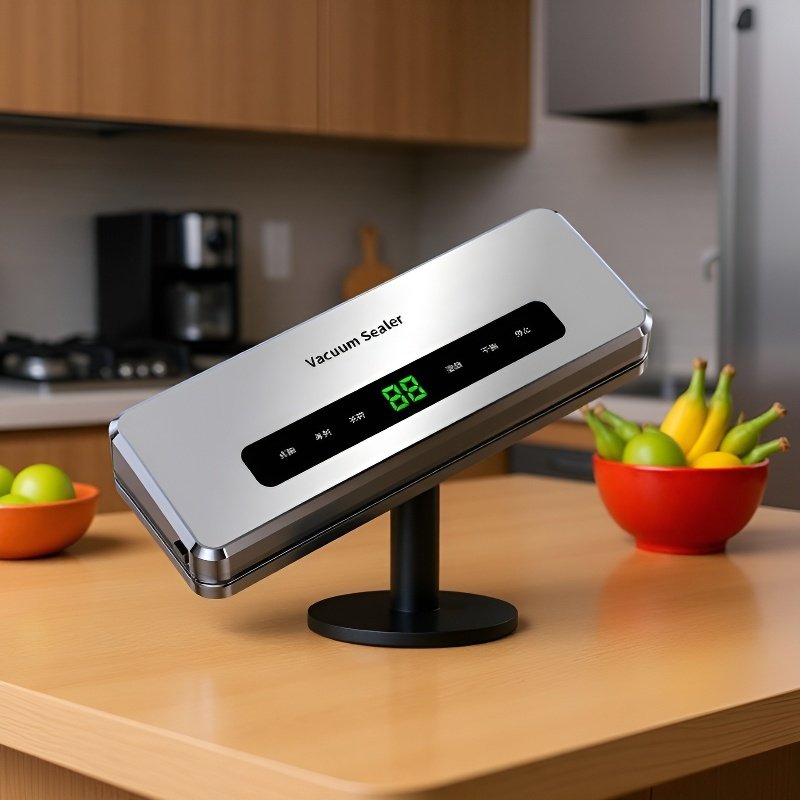 Machine de mise sous vide compacte pour usage domestique avec rouleaux de sacs