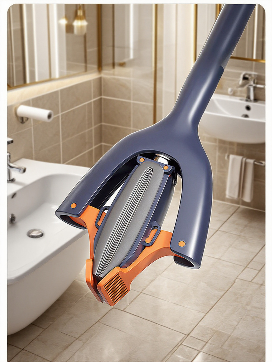 手持ちタイプミニモップでデスクを掃除する様子