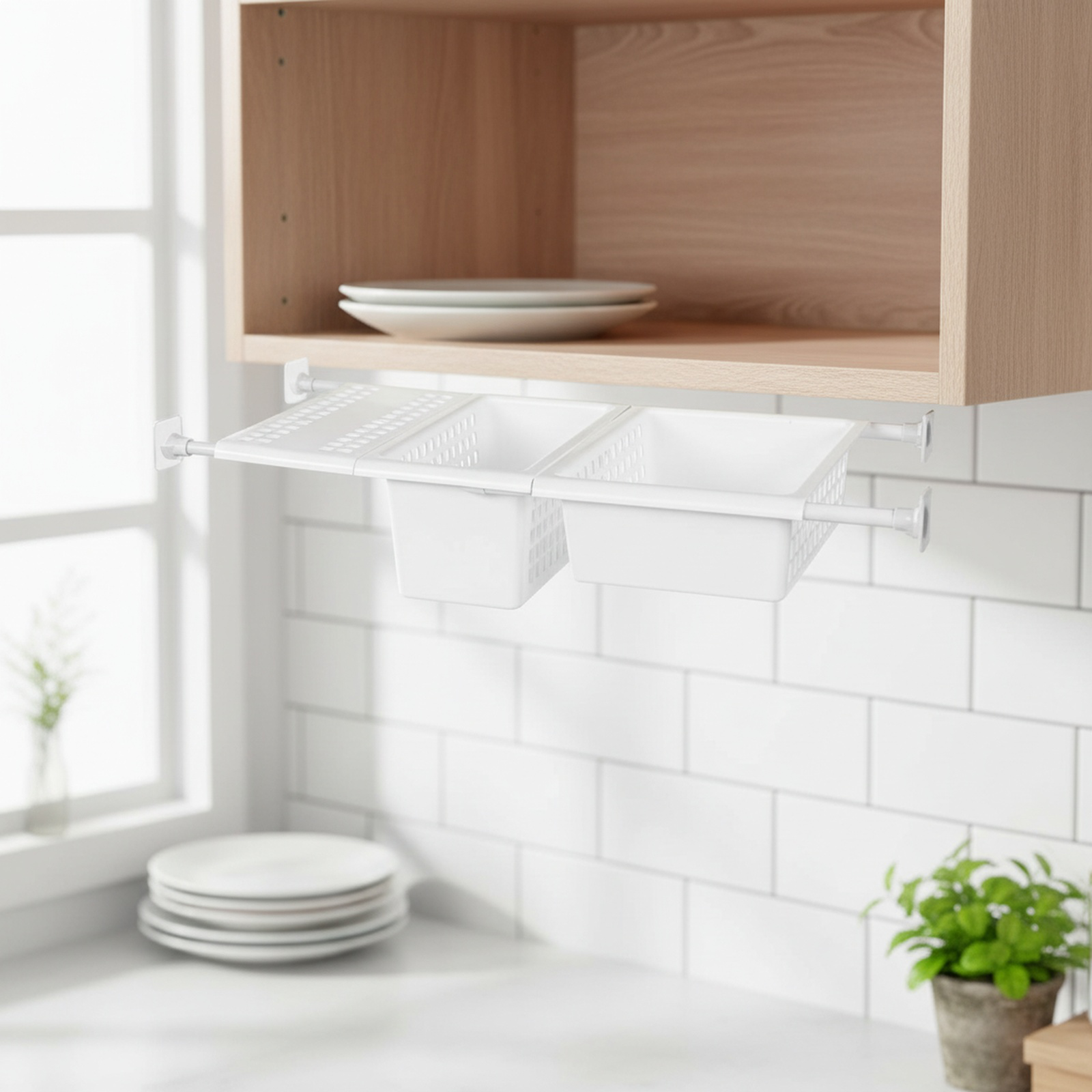 Organizador extensible para debajo del fregadero, no requiere perforación