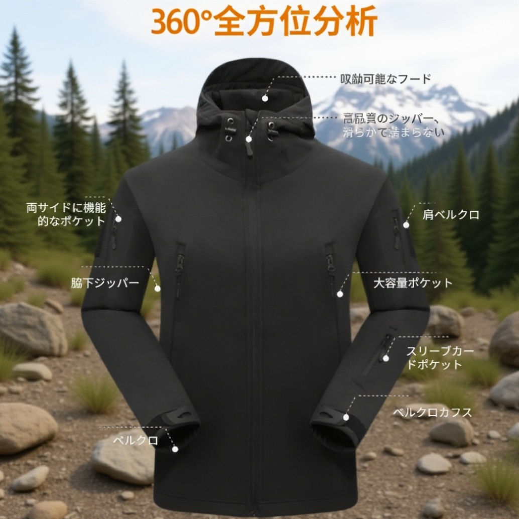 アウトドア用サメ皮防寒保温迷彩裏起毛厚手セット