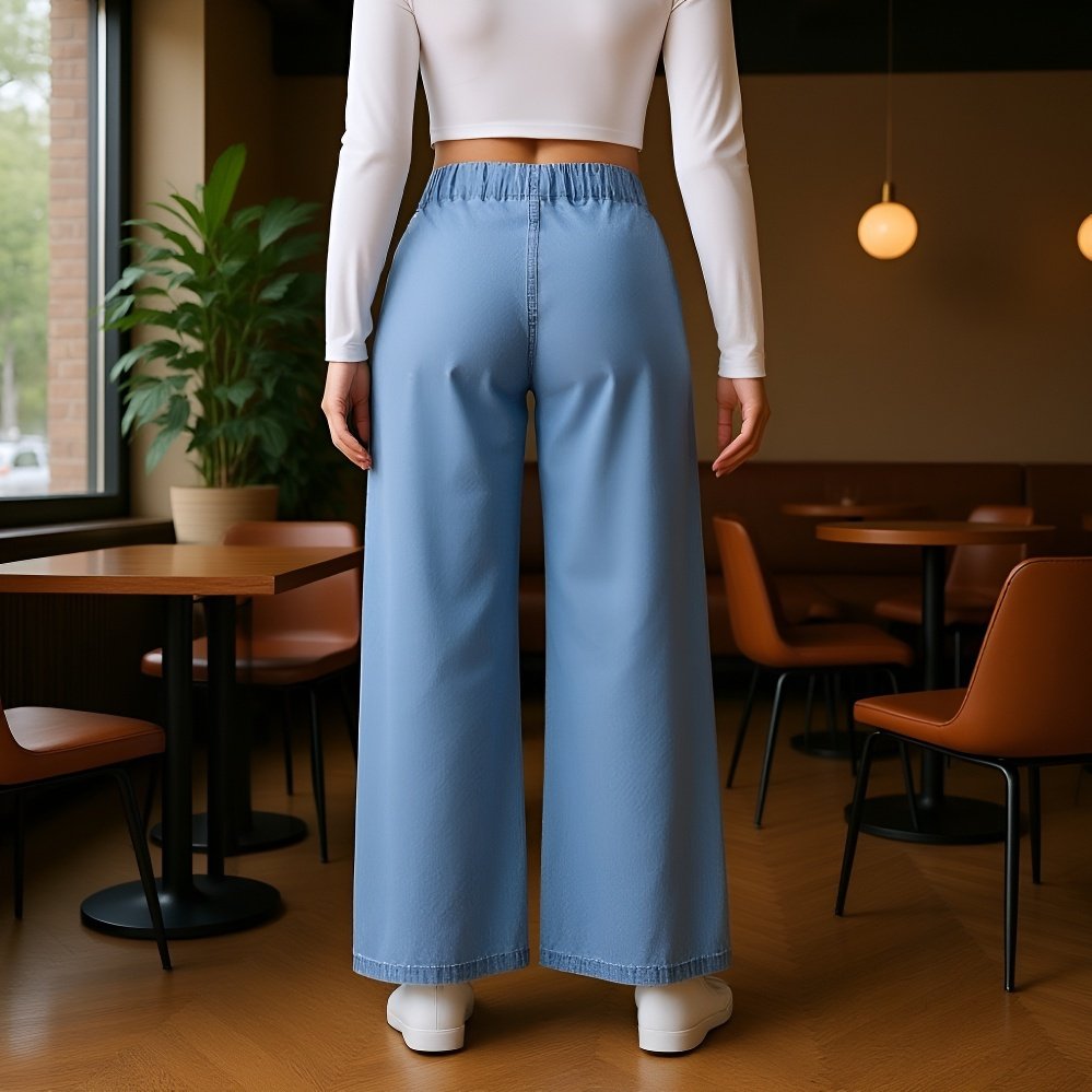 جينز نسائي أنيق بقصة فضفاضة