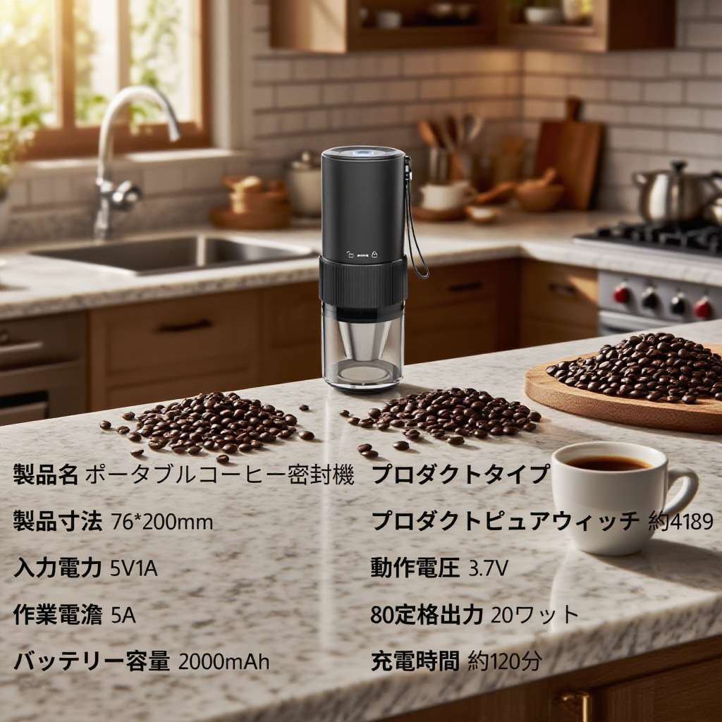 グラインダーとコーヒーカップのセット写真