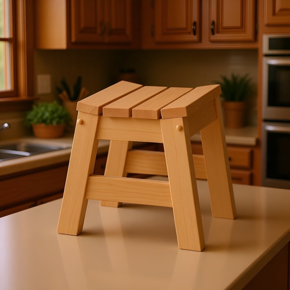 無垢材の小さなスツール