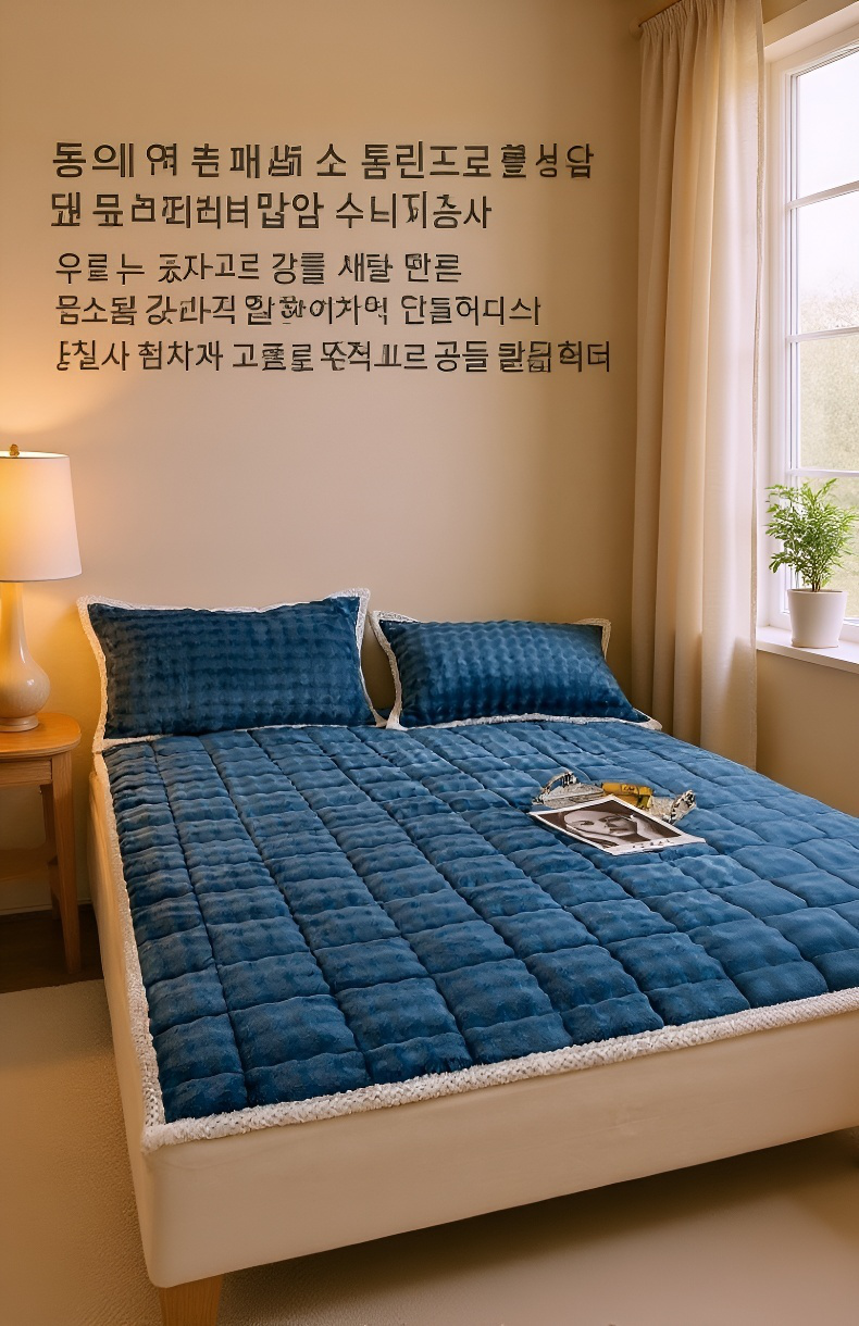 고밀도 면으로 만든 두꺼운 매트리스 측면