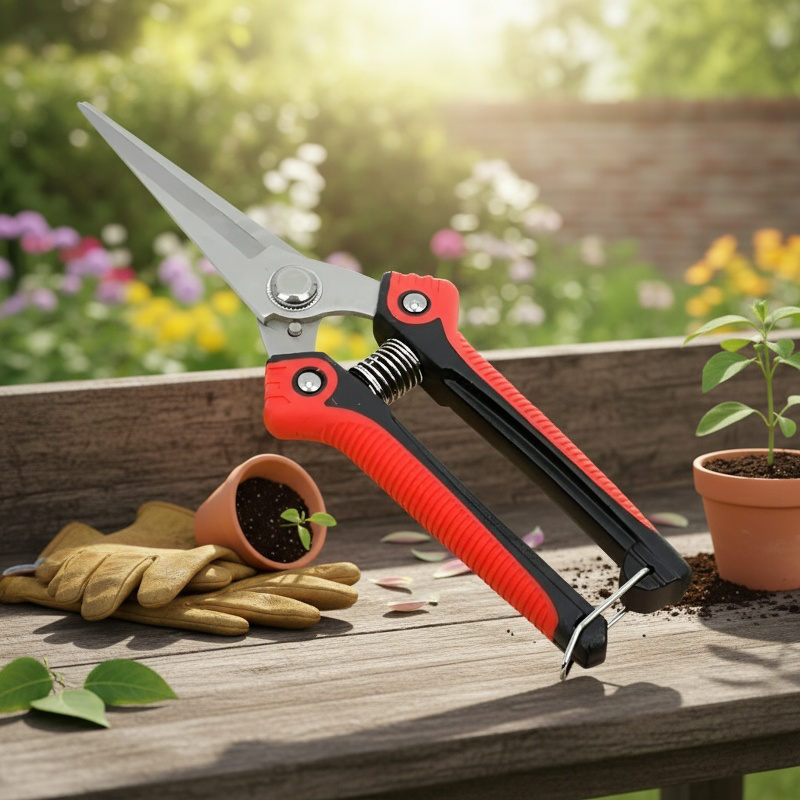 精密な刃先の剪定ハサミ