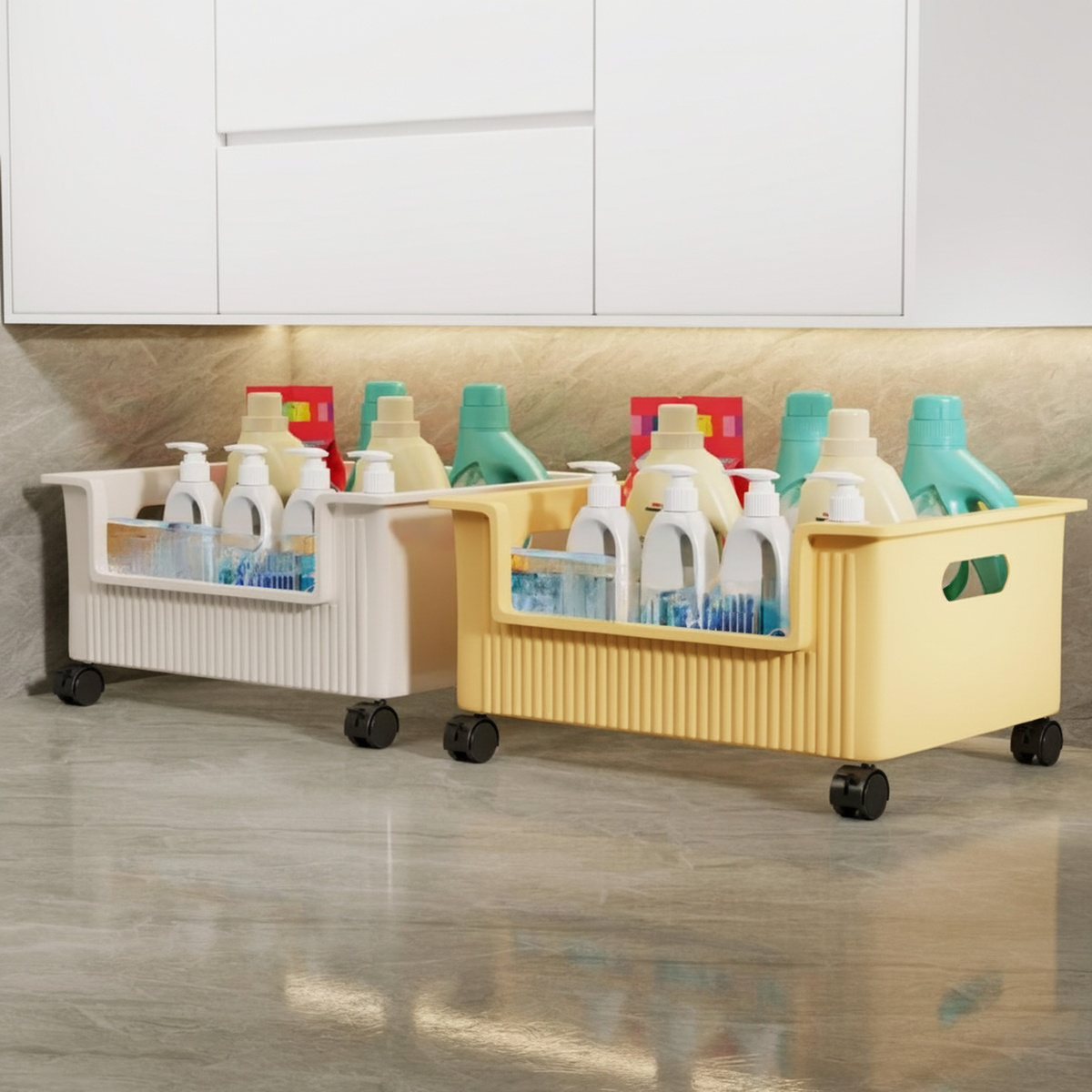 Bathroom cabinet under the shelf toilet sink movable laundry detergent rack balcony washing machine 