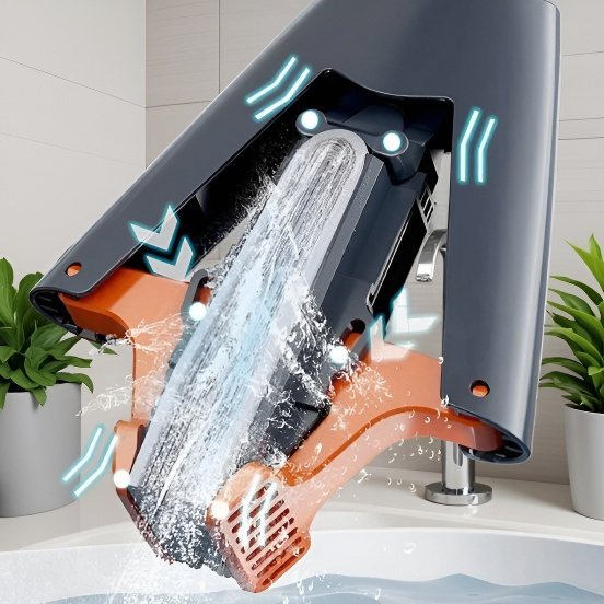 ハンドフリーコットン吸水モップ 厚手スポンジモップ レイジー・プレッシャー・スクイーズ・ホーム・モップ