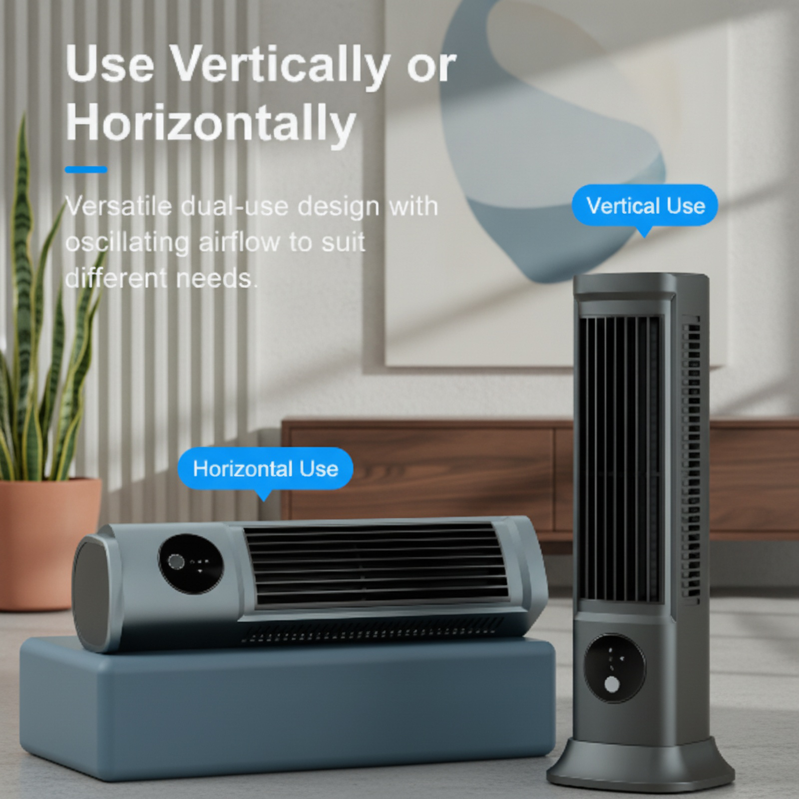 Desktop Bladeless Tower Fan, Small Table Fan