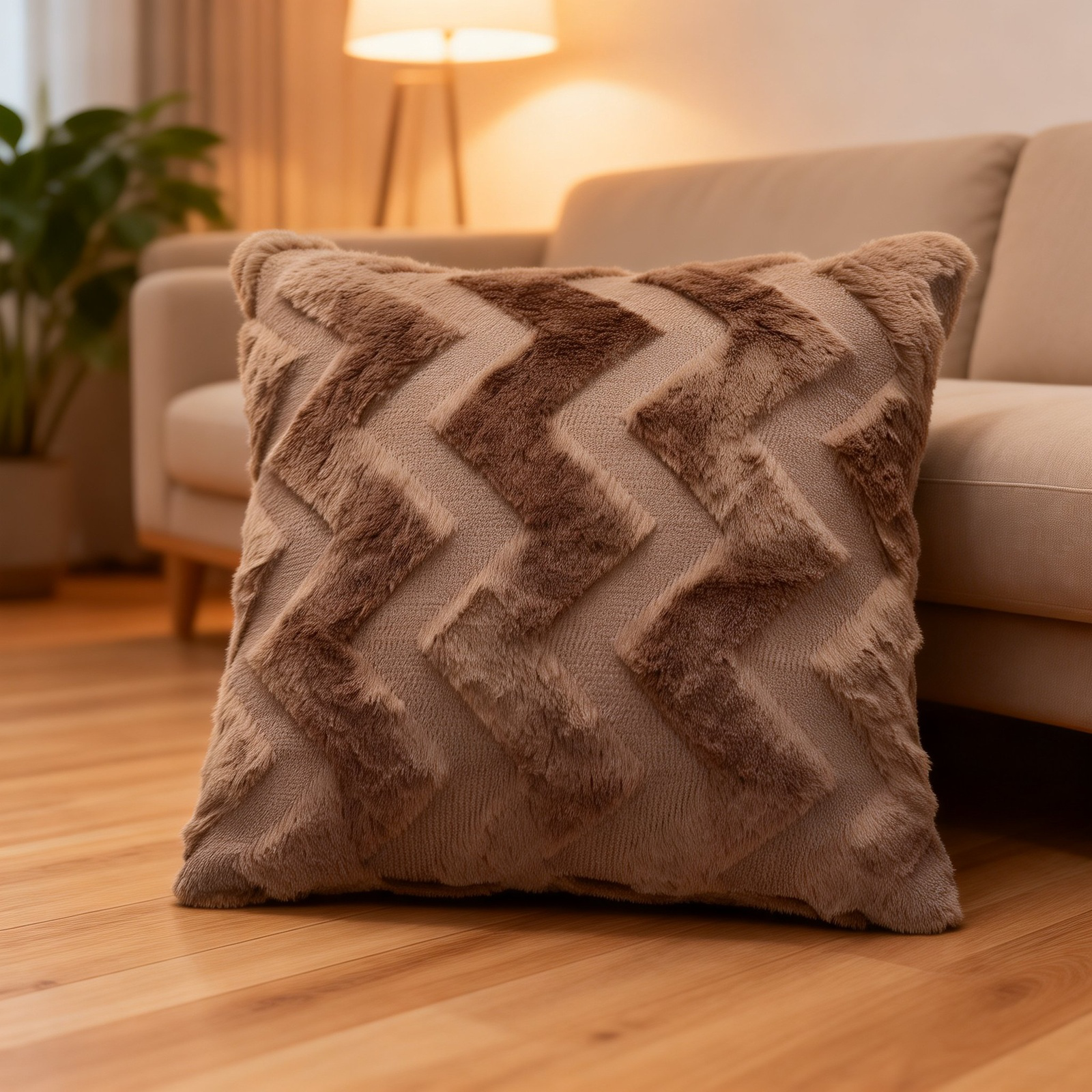 背もたれ枕カバー、ウサギの毛皮をキルティング、ランバー枕用