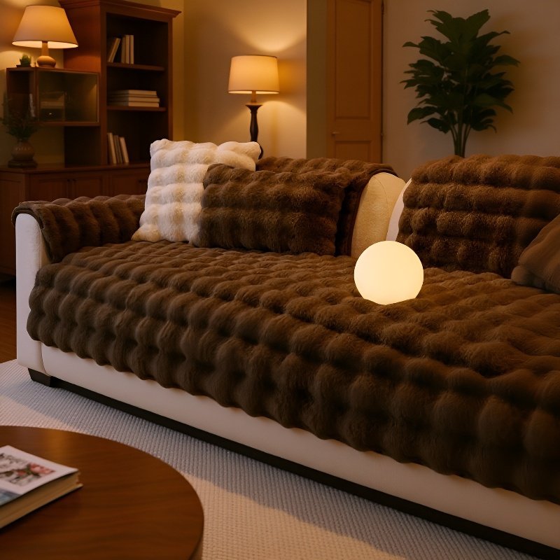 Manta de Sofá de Invierno con Felpa Gruesa, Protector de Sofá Cálido