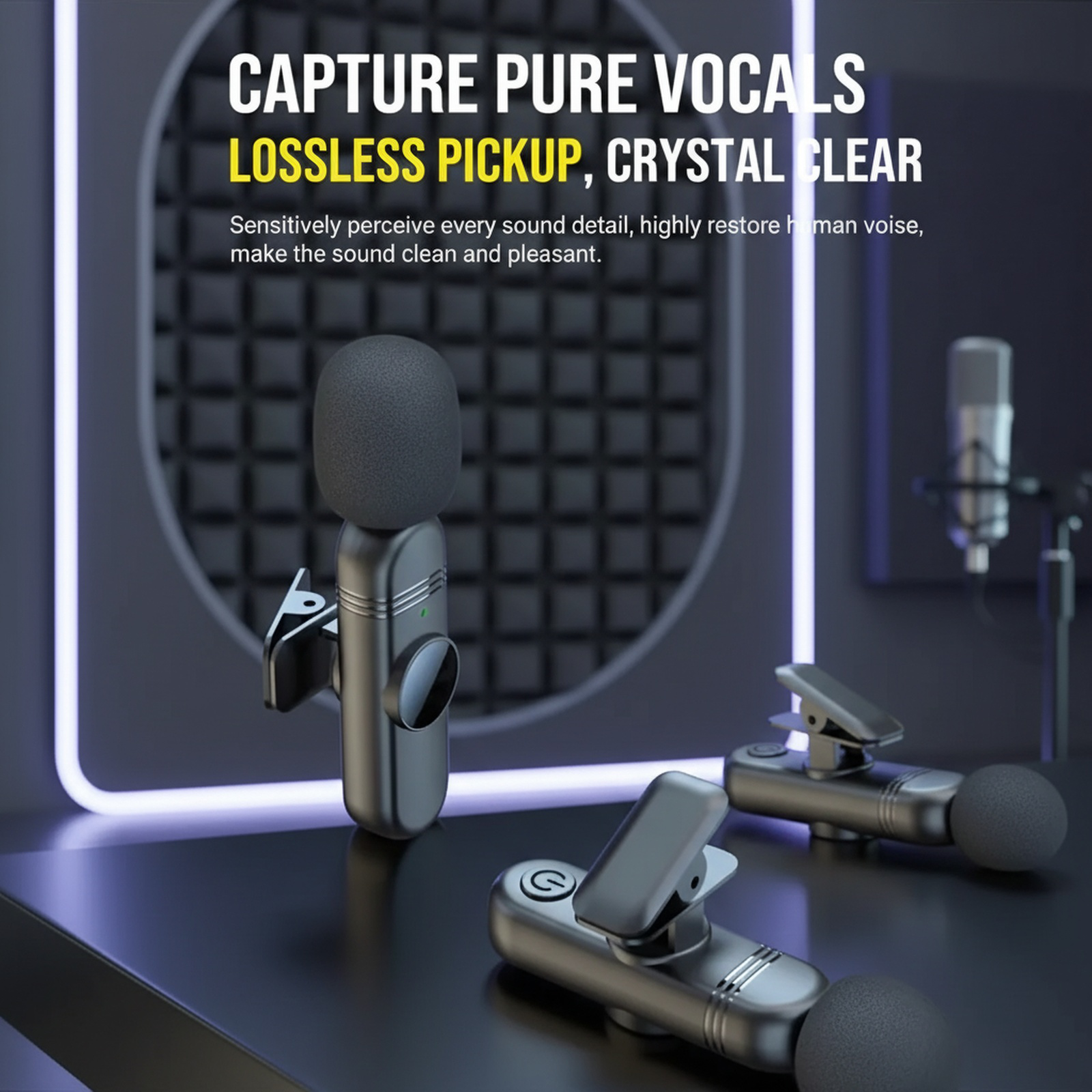 S65 Wireless 2-in-1 Noise Cancelling Lavalier Microphone, High-Quality Audio for Live Streaming