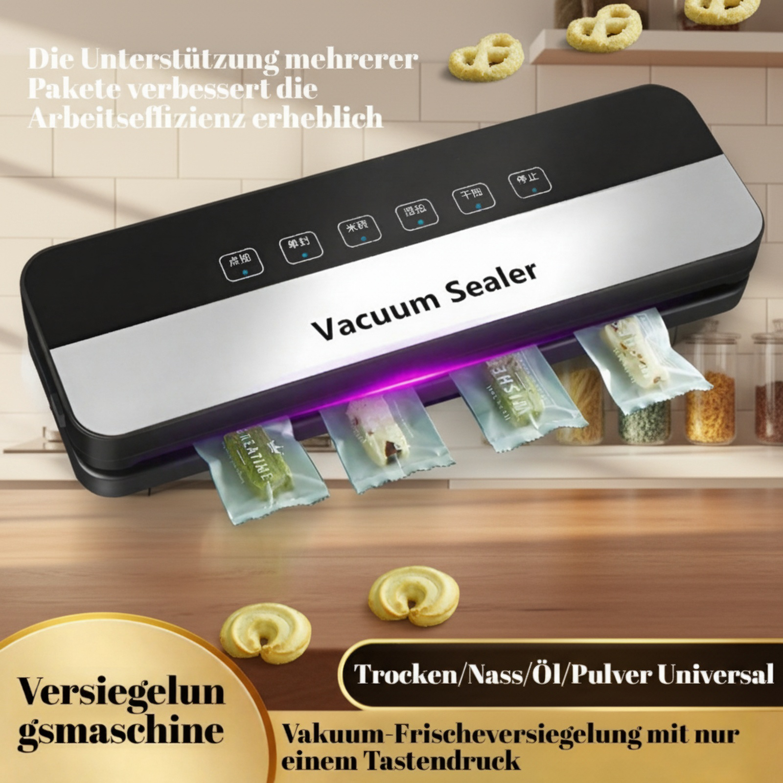 Vollautomatisches kleines Vakuumiergerät für trockene und feuchte Lebensmittel