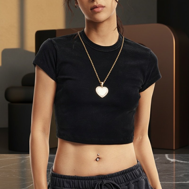 220GSM 여성용 캐주얼 솔리드 컬러 코튼 스판 혼방 슬림핏 라운드넥 티셔츠