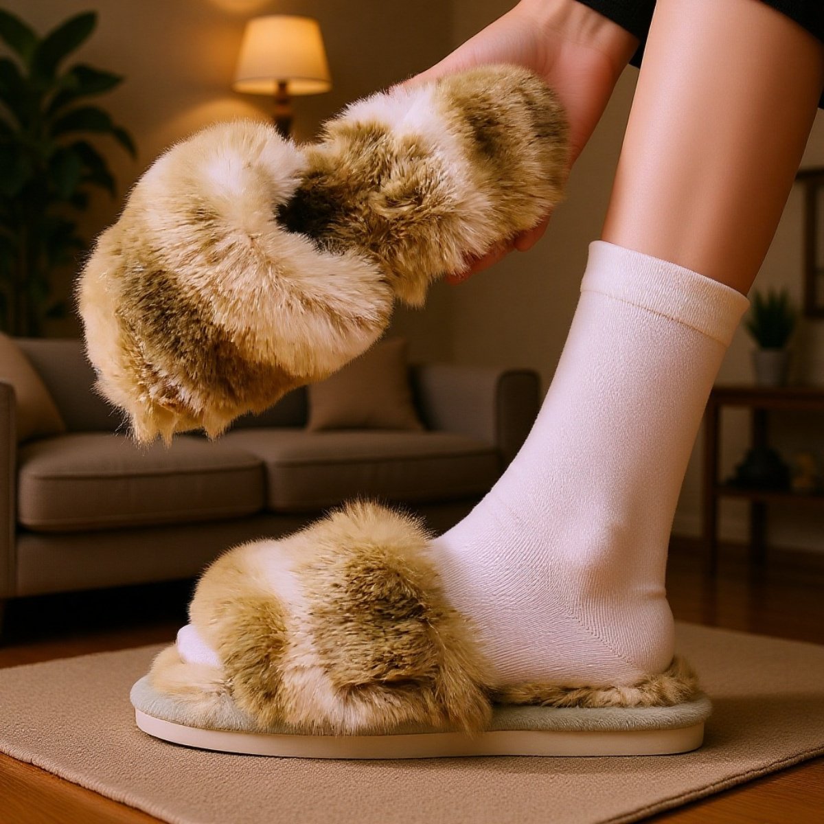 室内用保温スリッパの柔らかい素材詳細