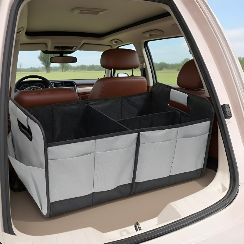 Caja organizadora plegable de tela Oxford para coche, gran capacidad con compartimentos múltiples