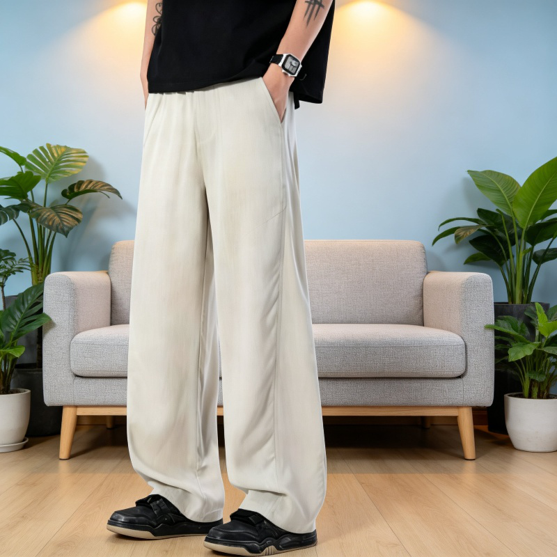 쿨링 속건 린넨 남성 와이드 팬츠 봄여름 통기성 루즈핏 롱팬츠
