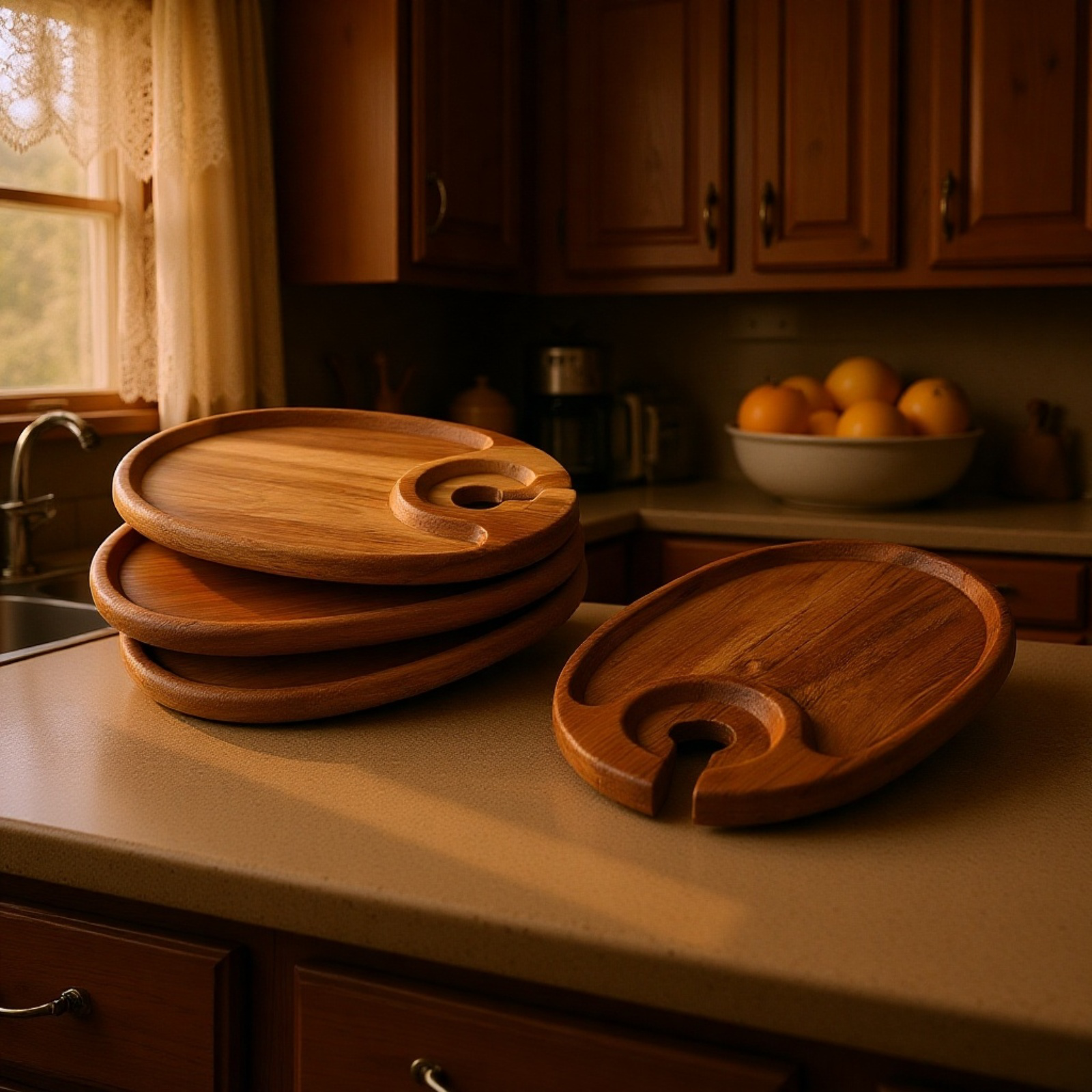 天然木シャンパングラス＆フードプレートパーティートレイ