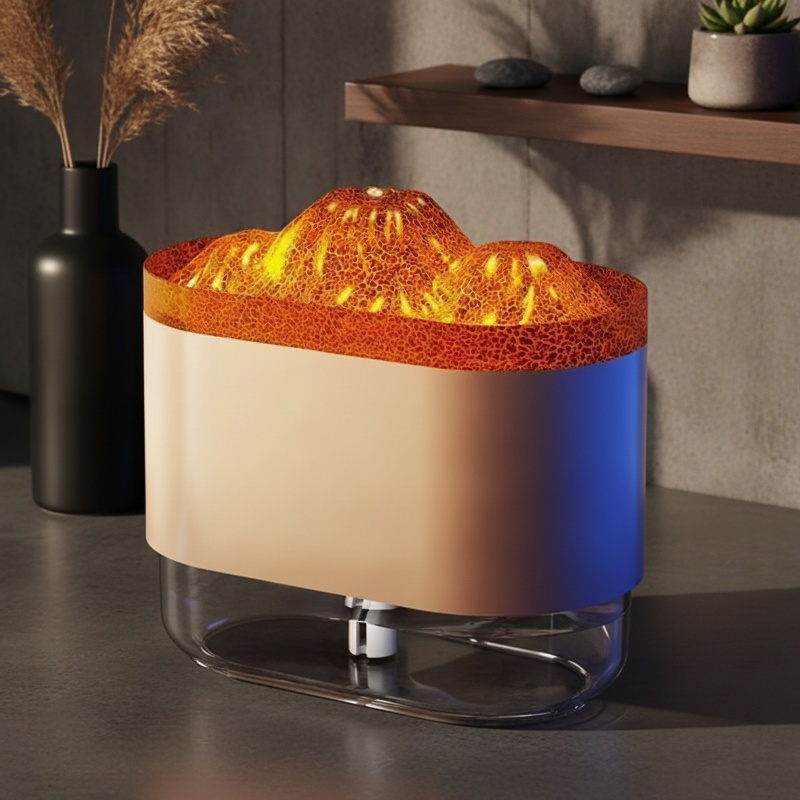 Difusor de aroma de lava volcánica para el hogar con iluminación LED de 7 colores