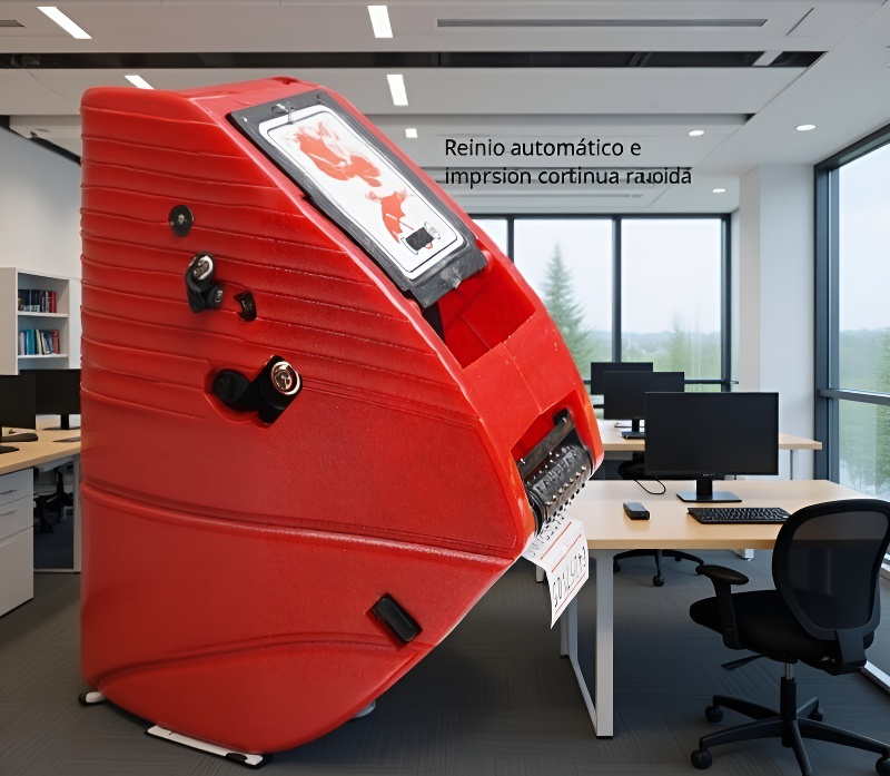 Detalle del cabezal de impresión de la máquina de etiquetas