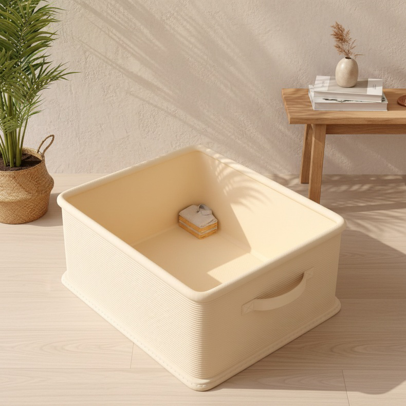 Cesta de almacenamiento grande con tapa, caja organizadora de ropa para armario