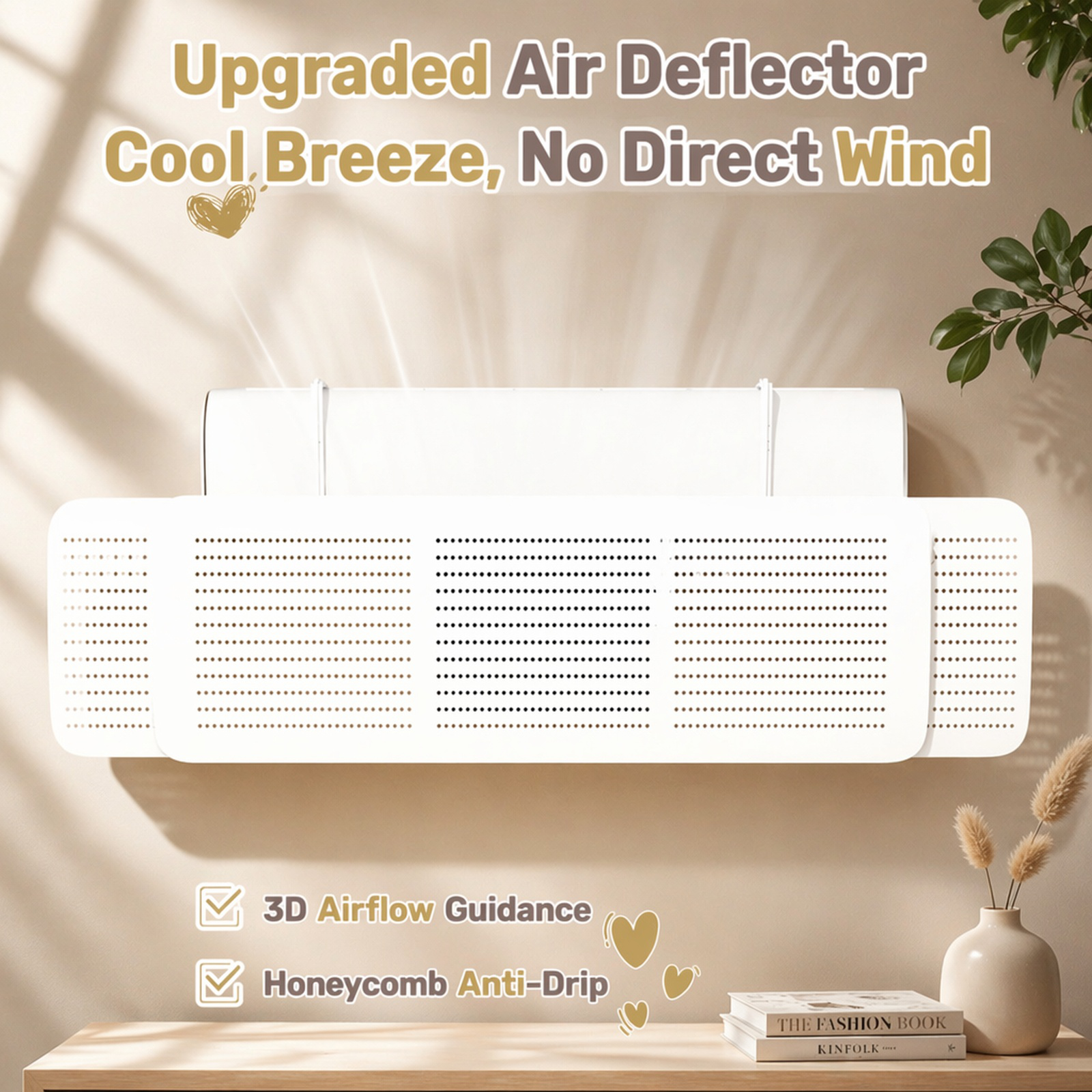 Air conditioner deflector [Prevents air conditioner sickness] Blocks direct airflow, air direction c