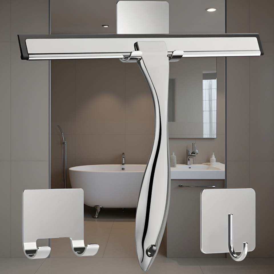 Wycieraczka ze stali nierdzewnej do szkła łazienkowego