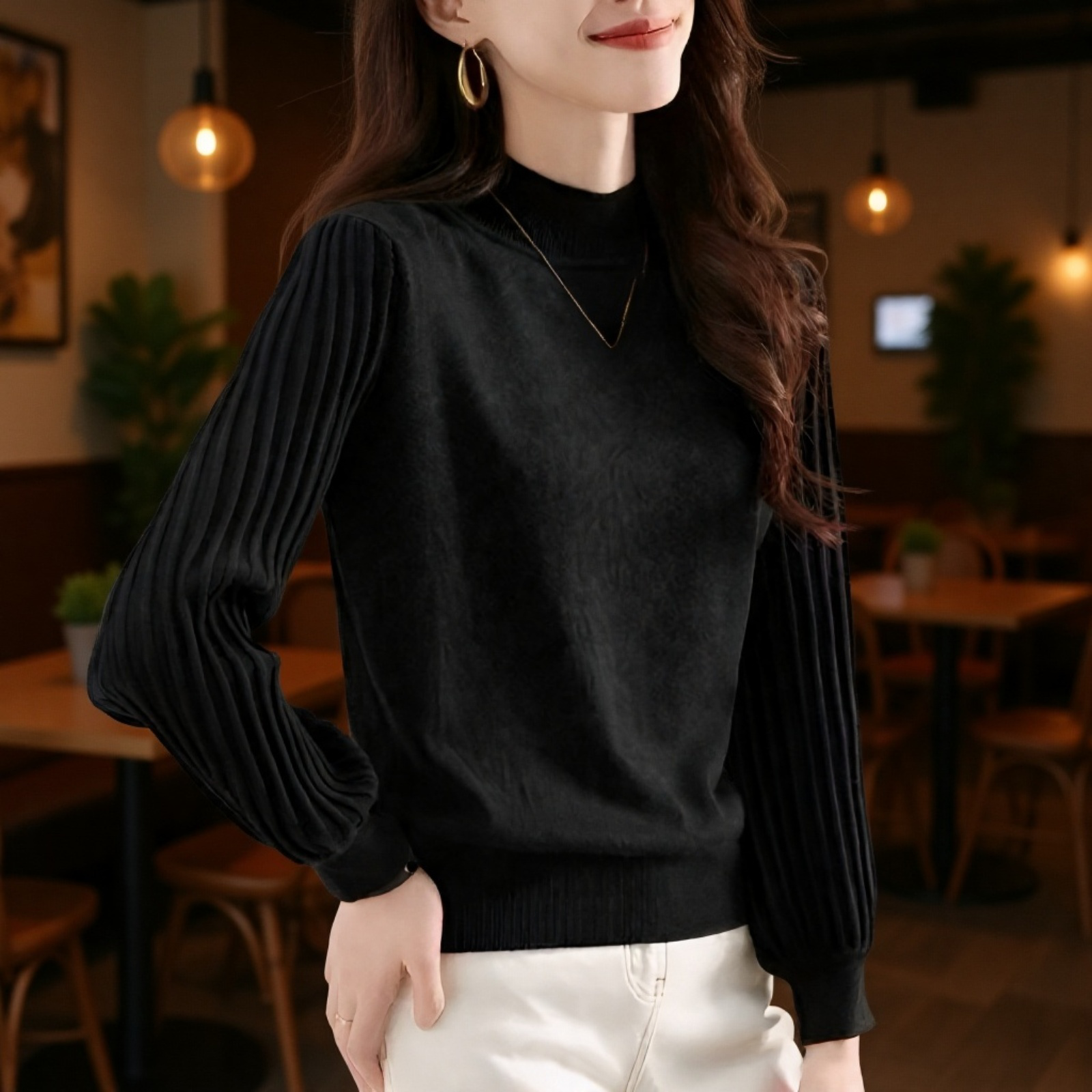 秋冬新作ヨーロピアン無地ハイネックセーター 女性用 高見えインナー
