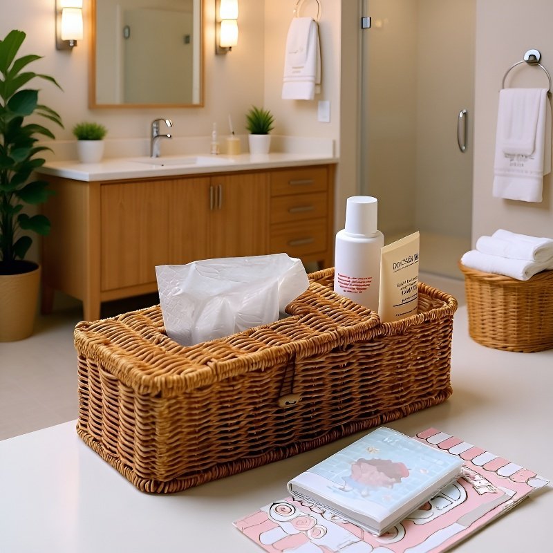 Boîte à mouchoirs en rotin fait main, multifonction, style luxueux, pour salon et salle à manger