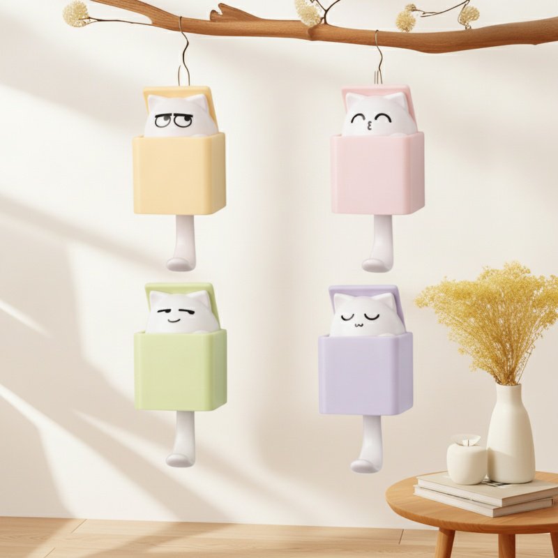 Gancho adhesivo de pared para gato, diseño telescópico y sin daños