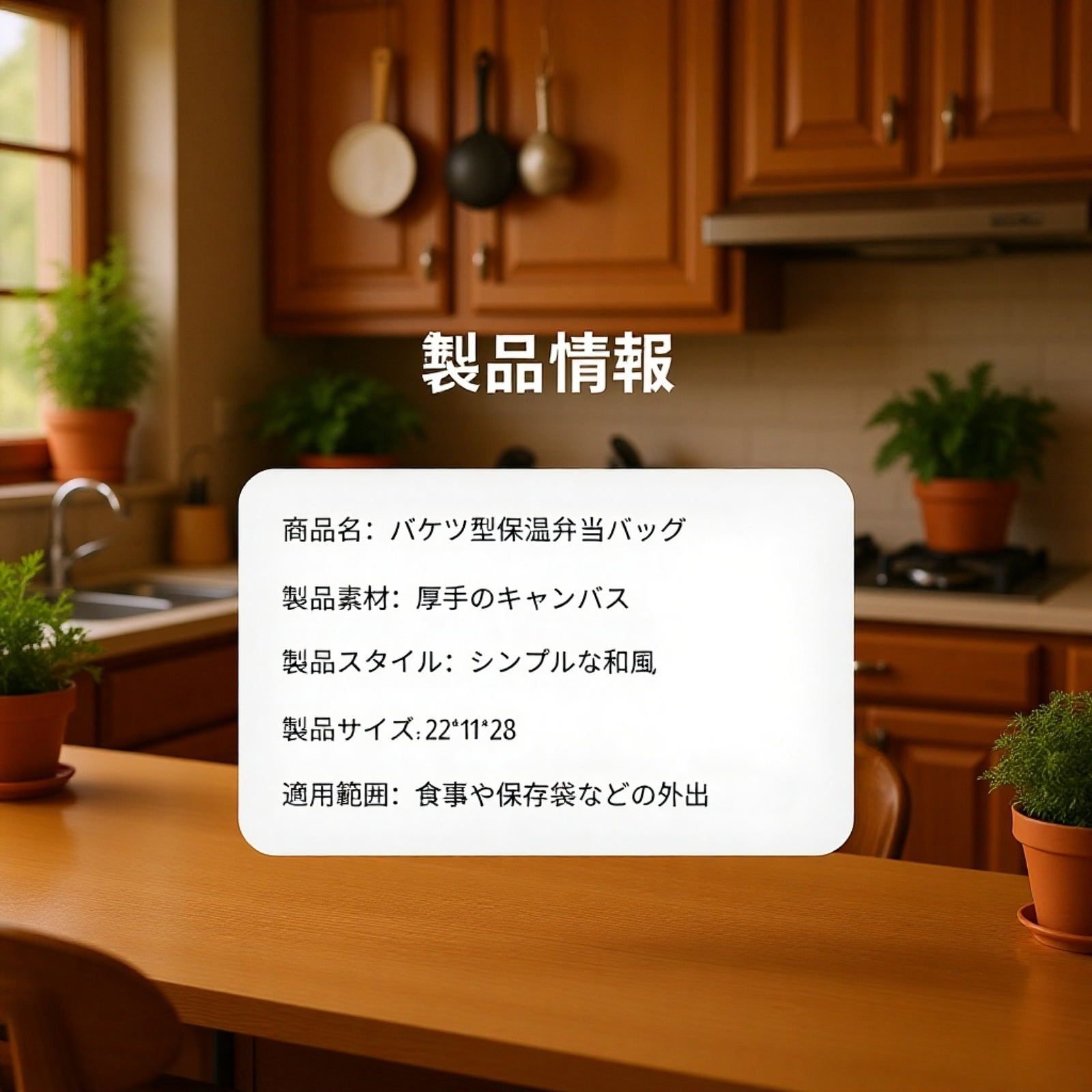 綿道日本風厚手キャンバスランチバッグ 保温弁当袋