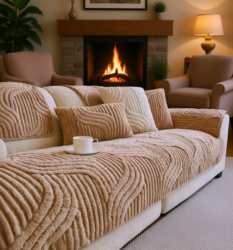 Detalle del tejido transpirable y suave del cojín de sofá