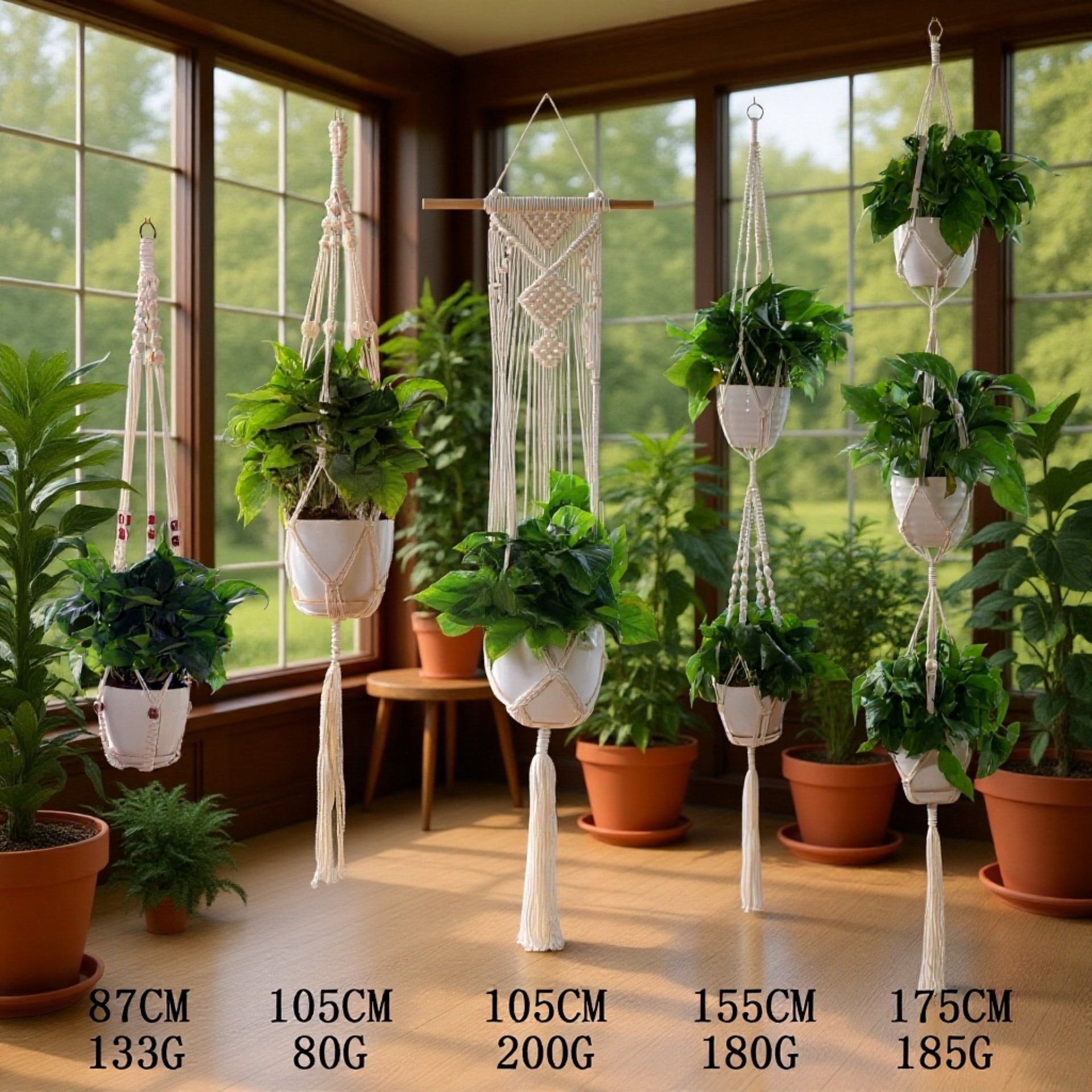 Macetero colgante de cuerda de algodón para plantas de jardín