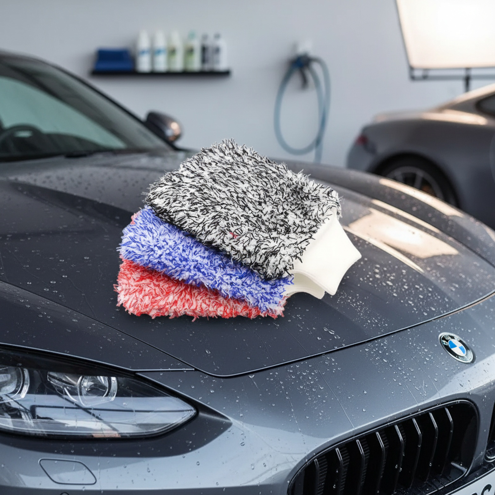 Large Size Double-sided Coral Fleece Car Wash Glove, Super Absorbent Microfiber Cleaning Glove