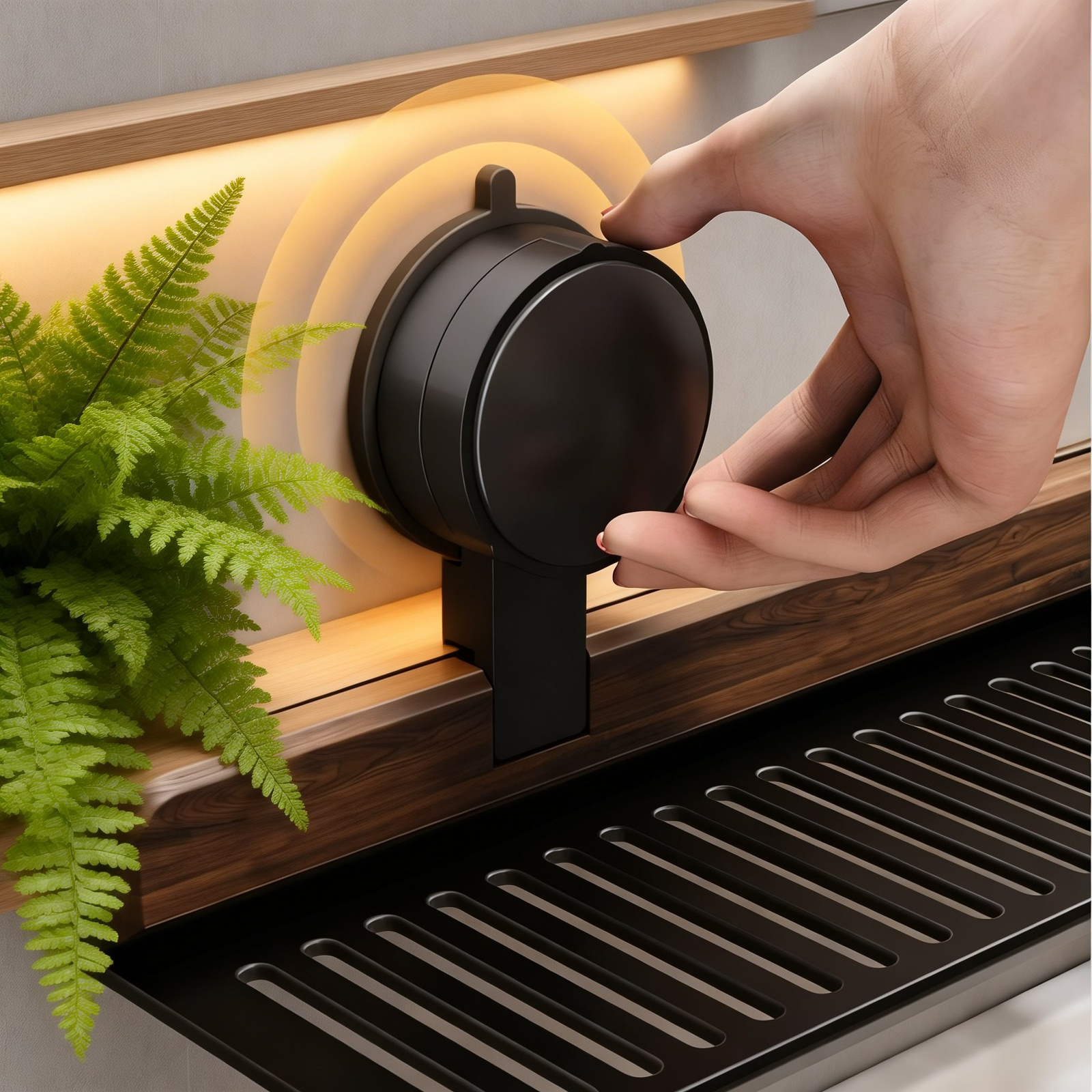 Wall Suction Cup Walnut Wood Washbasin Storage Shelf, No-Drill Bathroom Faucet Rack