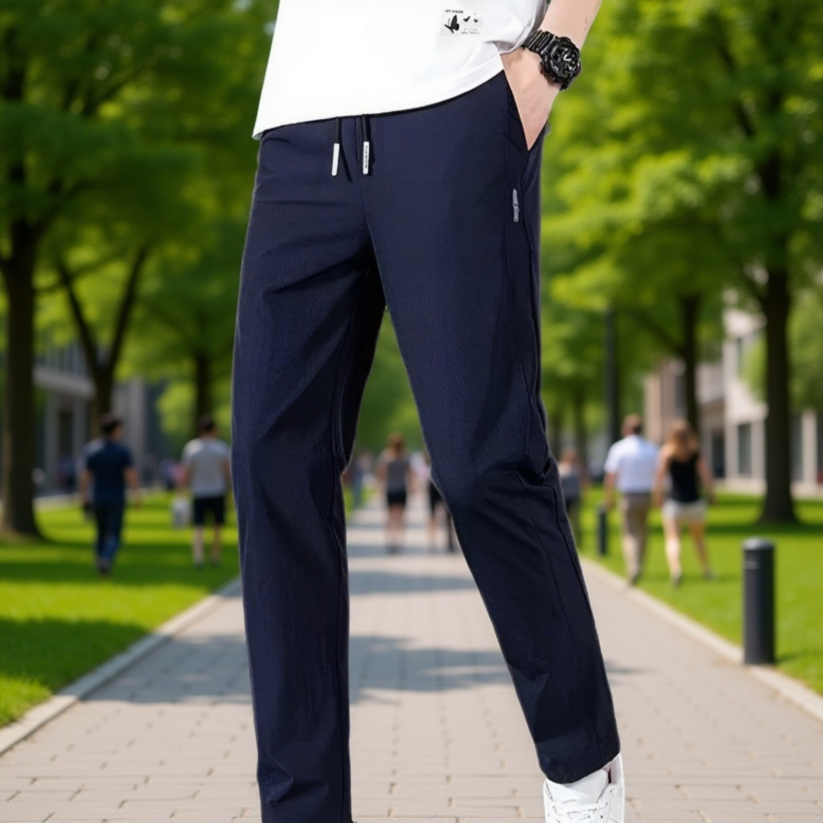 秋冬メンズカジュアルストレートパンツ ノンアイロン仕様