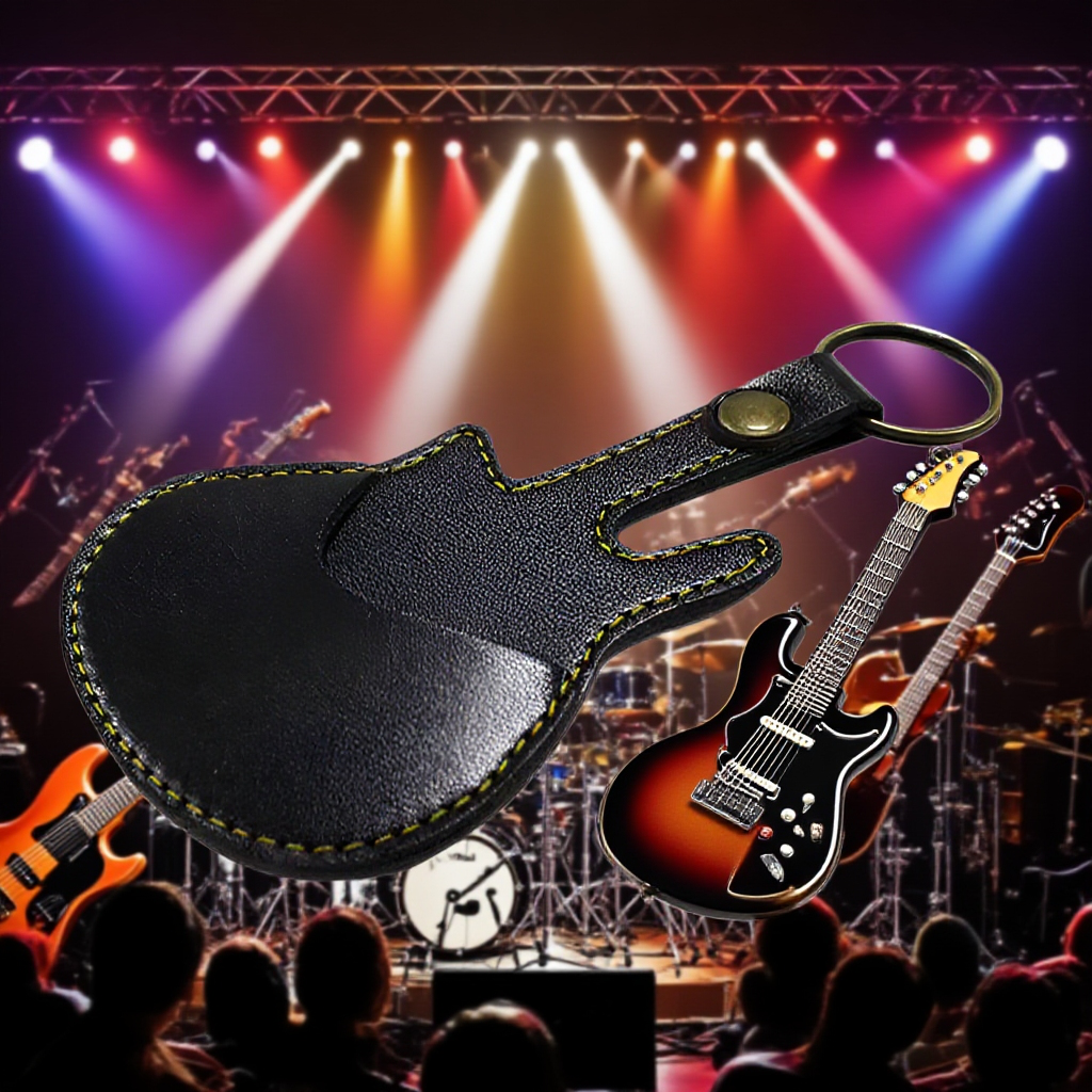 楽器ピック用レザーケース、キーホルダー、ピックウォレット、アクセスカードポケットケース、サイレントピック