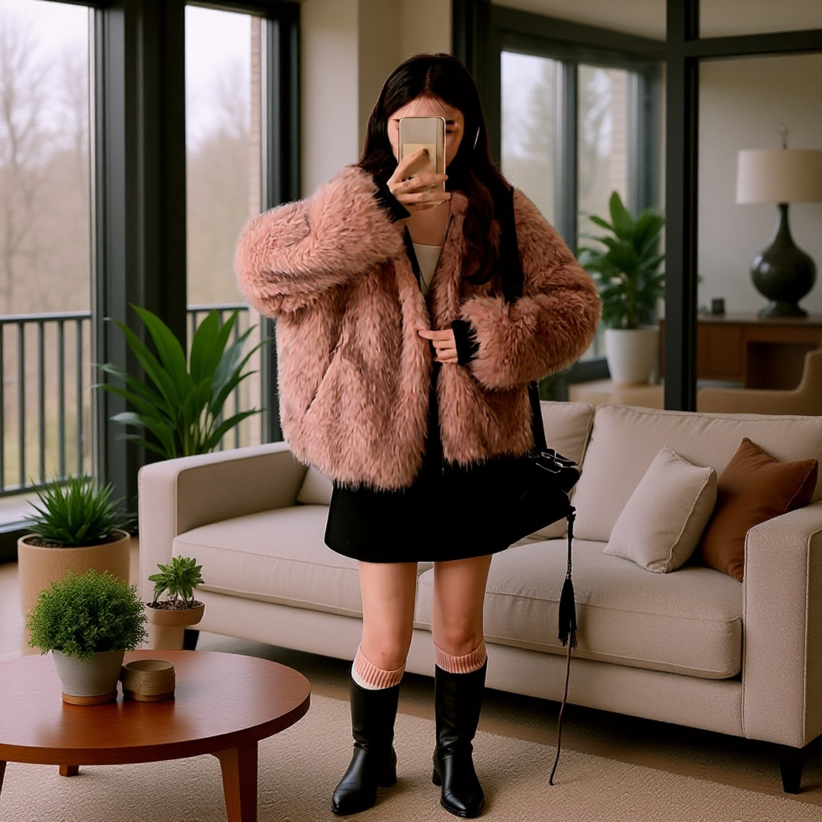 여성 아메리칸 스트리트 패딩 쇼트 양면 도톰한 코트 퍼 후드 패딩 겨울 기모 코트