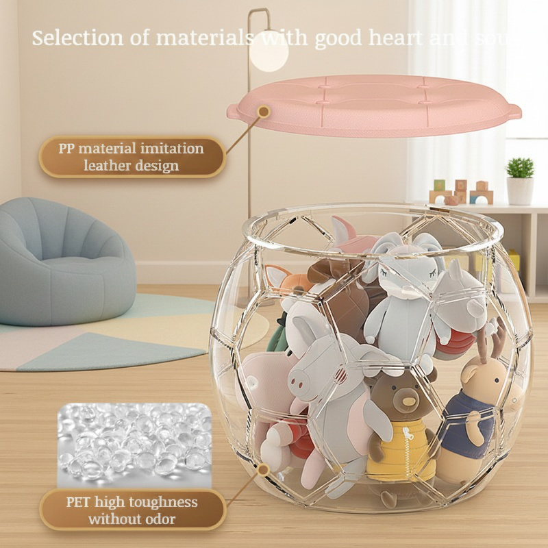 Transparent toy storage tube Organize storage doll storage bucket Can sit plush doll storage tube