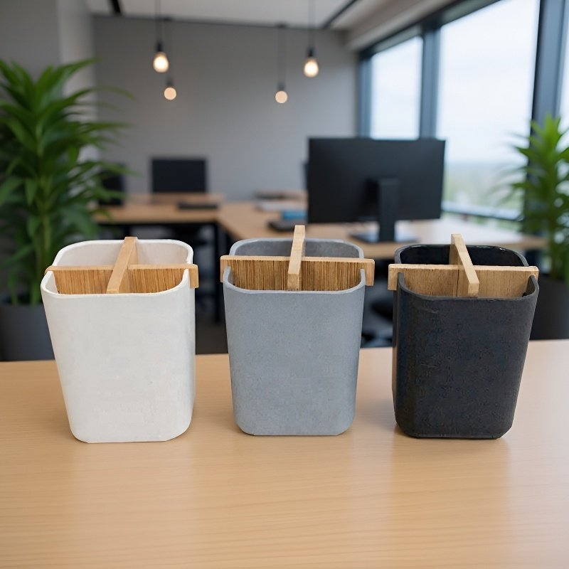 Eco-friendly bamboo pen holder with personalized logo
