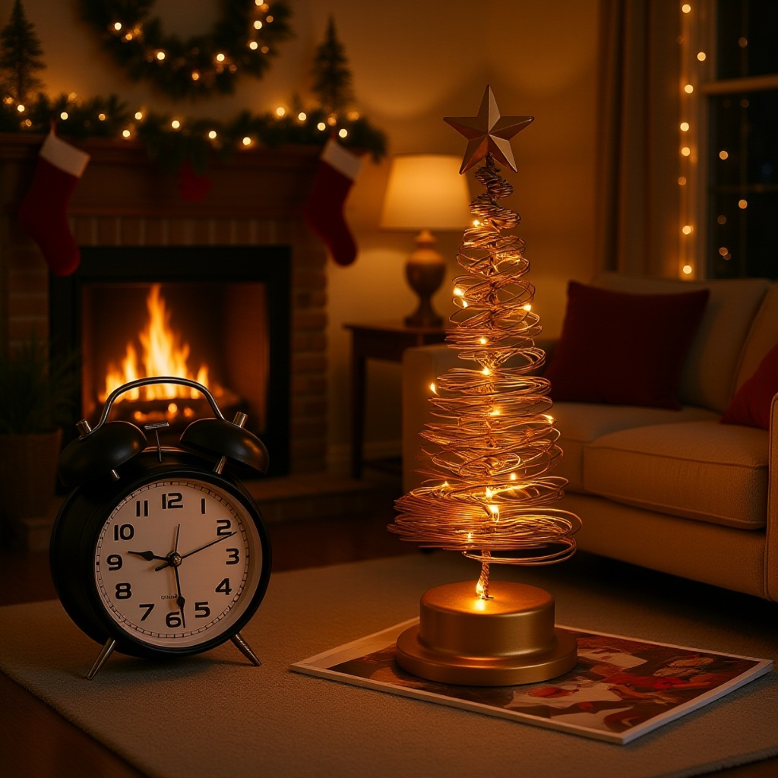 幻想的な発光クリスマスツリーのディスプレイ