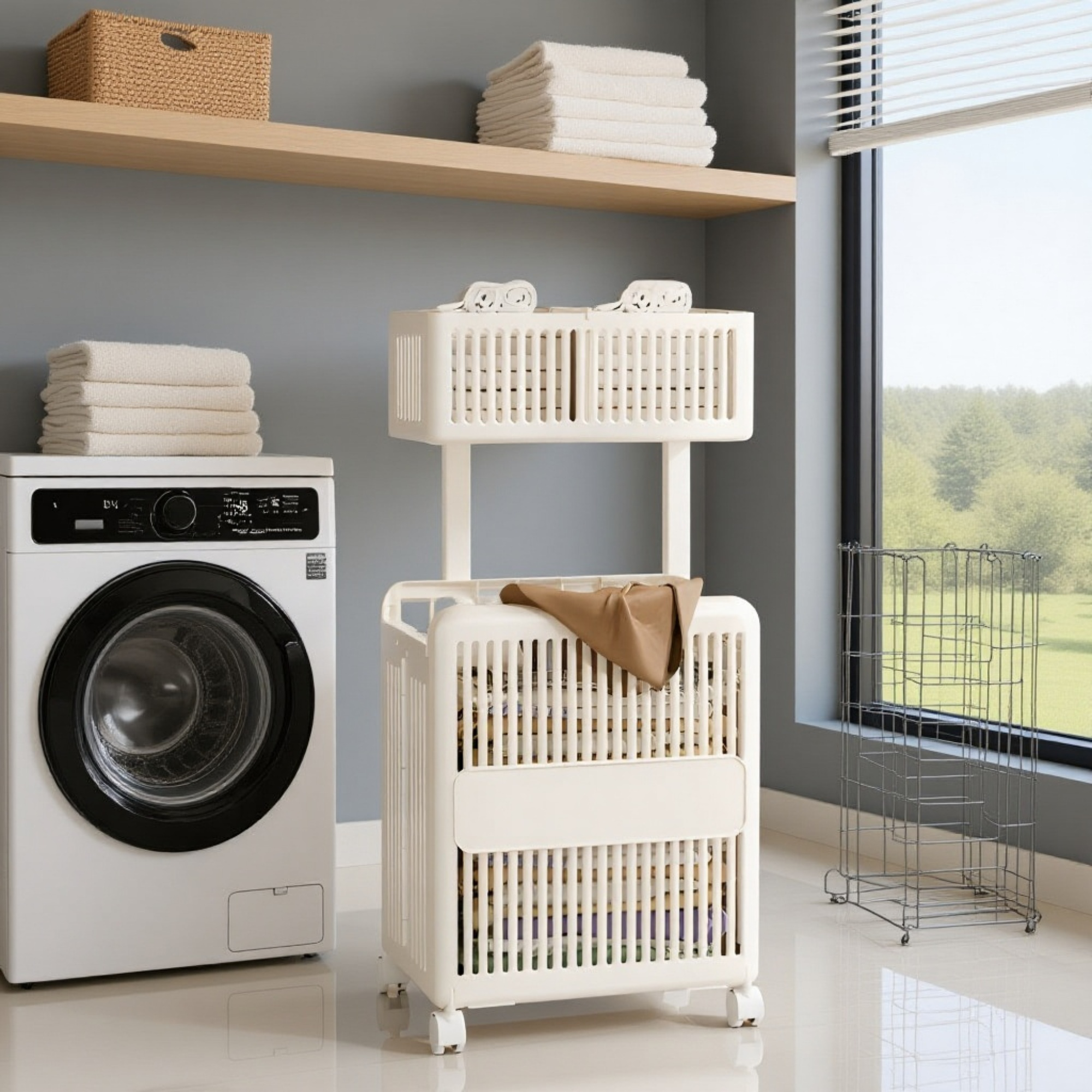 Zusammenklappbarer Wäschekorb für den Haushalt, bodenstehender Wäschekorb, Wäschekorb für das Badezi