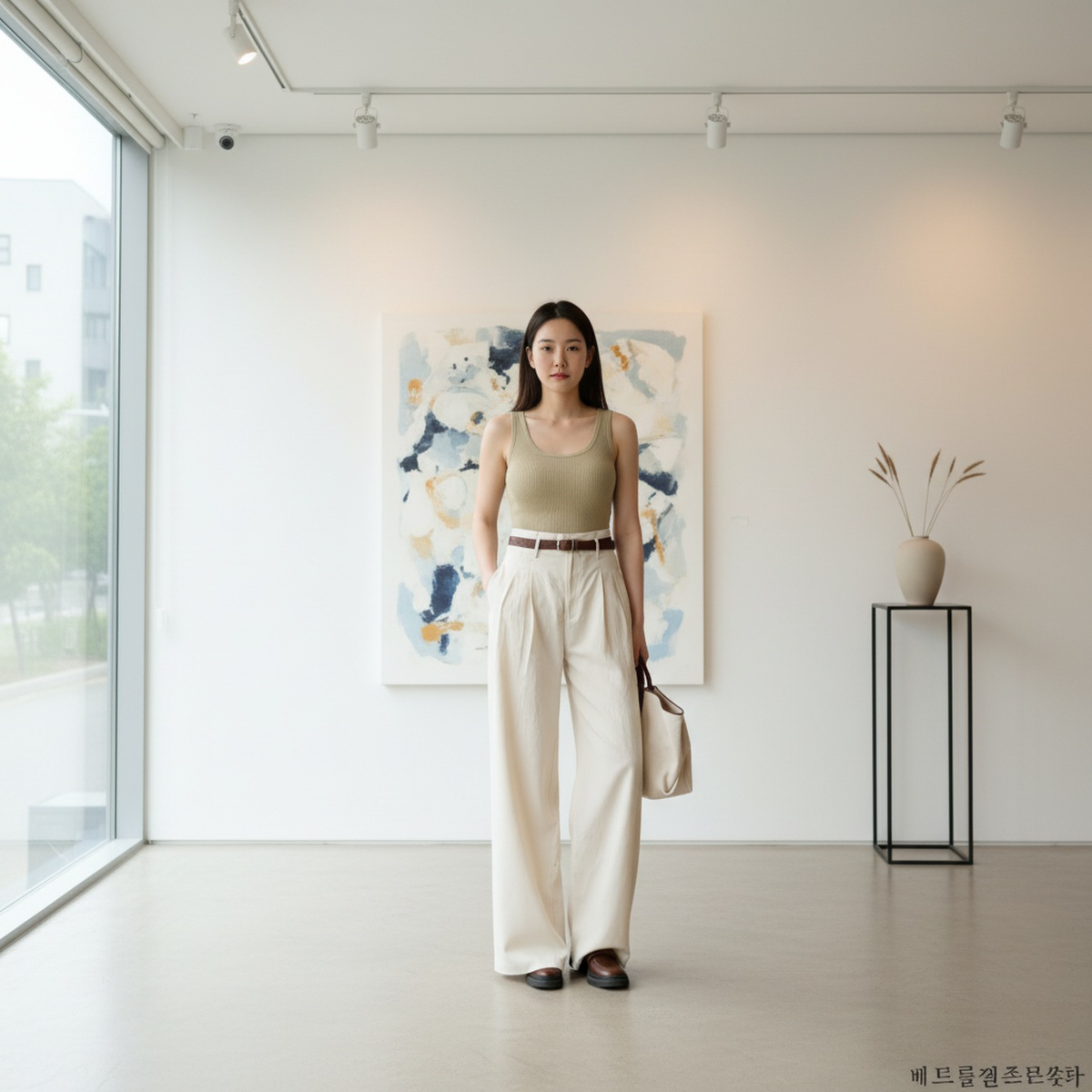 여성 와이드 팬츠 정장 코디 이미지