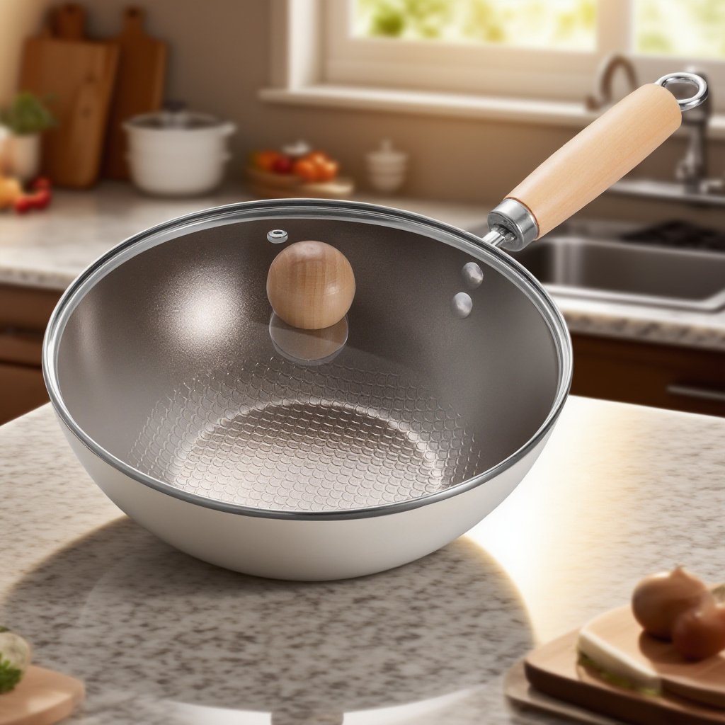 チタンクリスタルスノーフレーク磁器ノンスティックフライパン