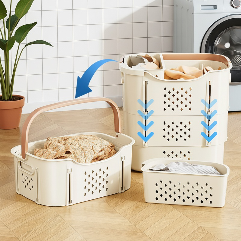 Multilayer large capacity clothing storage basket front view